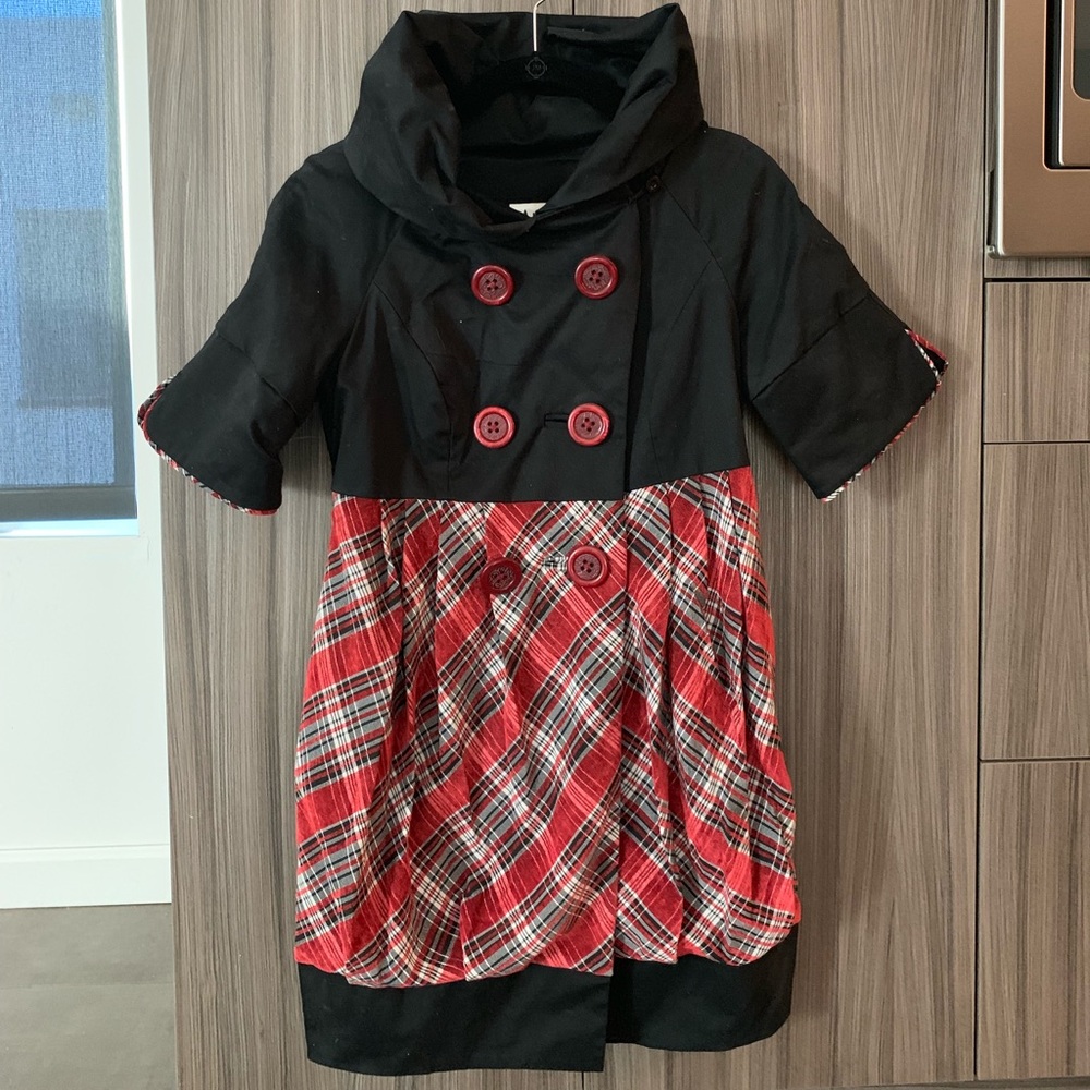An Ren Black and Res Plaid Jacket Size XS